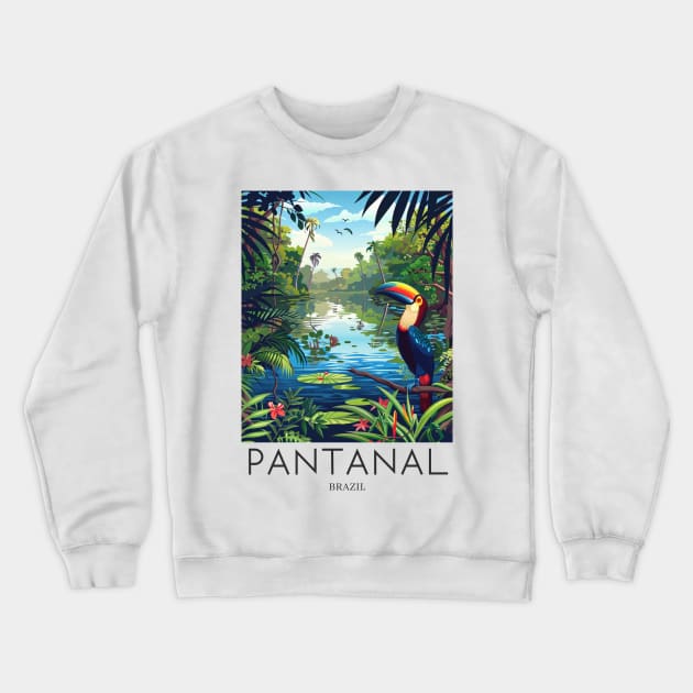 A Pop Art Travel Print of Pantanal - Brazil Crewneck Sweatshirt by Studio Red Koala